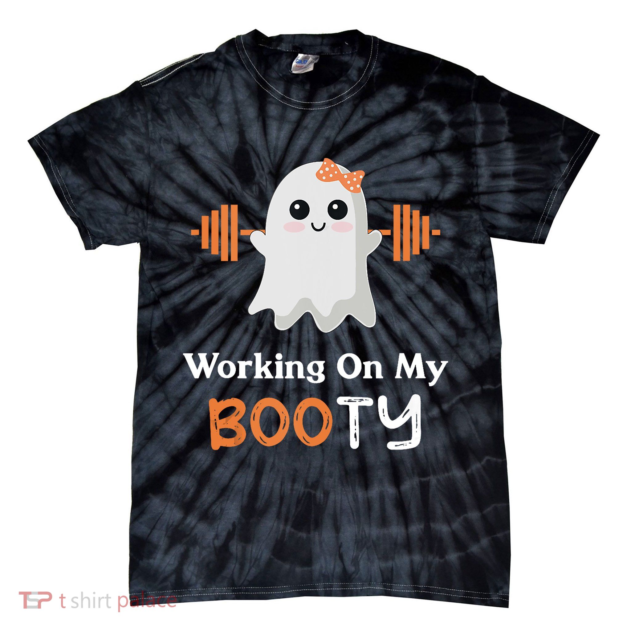 Working On My Booty Funny Halloween Gym Ghost Booty Pun Tie-Dye T-Shirt