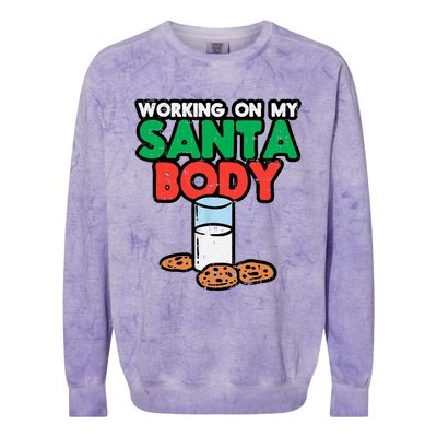 Working On My Santa Body Funny Christmas Cookies Colorblast Crewneck Sweatshirt