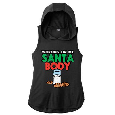 Working On My Santa Body Funny Christmas Cookies Ladies PosiCharge Tri-Blend Wicking Draft Hoodie Tank