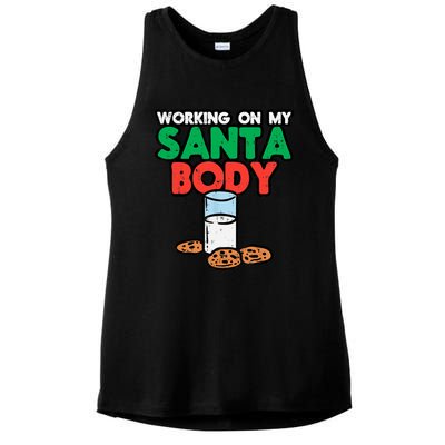 Working On My Santa Body Funny Christmas Cookies Ladies PosiCharge Tri-Blend Wicking Tank