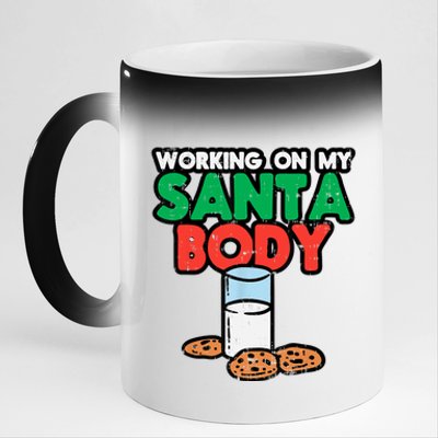 Working On My Santa Body Funny Christmas Cookies 11oz Black Color Changing Mug