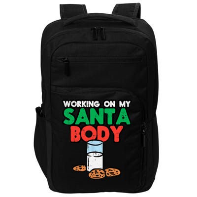 Working On My Santa Body Funny Christmas Cookies Impact Tech Backpack