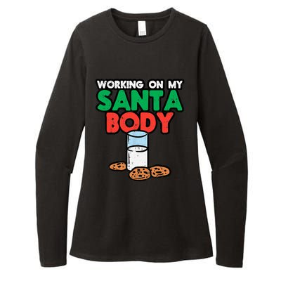 Working On My Santa Body Funny Christmas Cookies Womens CVC Long Sleeve Shirt