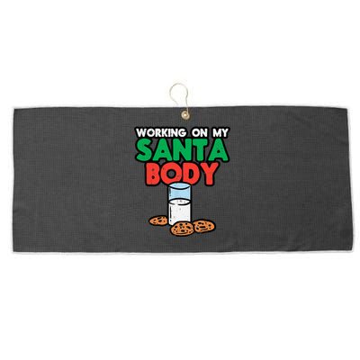 Working On My Santa Body Funny Christmas Cookies Large Microfiber Waffle Golf Towel