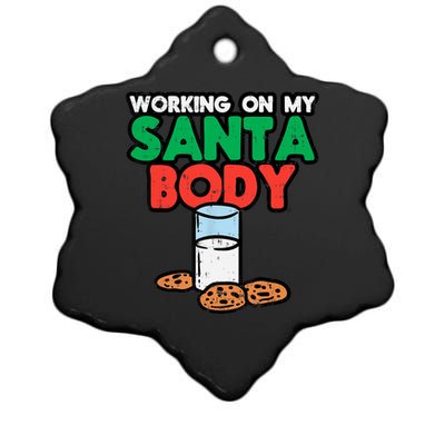 Working On My Santa Body Funny Christmas Cookies Ceramic Star Ornament