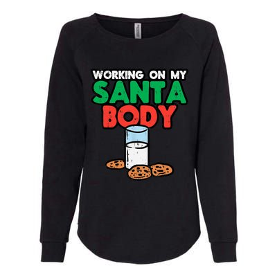 Working On My Santa Body Funny Christmas Cookies Womens California Wash Sweatshirt