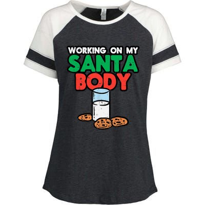 Working On My Santa Body Funny Christmas Cookies Enza Ladies Jersey Colorblock Tee