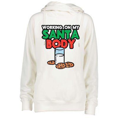 Working On My Santa Body Funny Christmas Cookies Womens Funnel Neck Pullover Hood