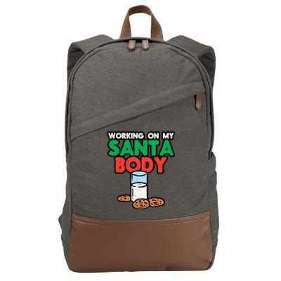 Working On My Santa Body Funny Christmas Cookies Cotton Canvas Backpack