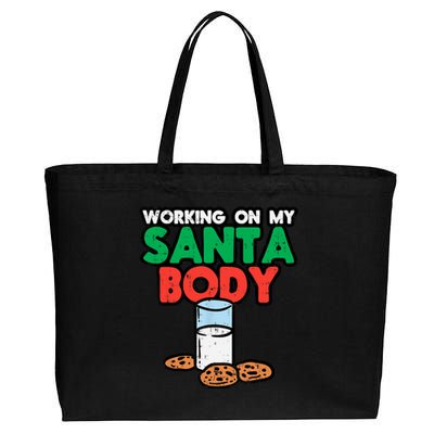 Working On My Santa Body Funny Christmas Cookies Cotton Canvas Jumbo Tote