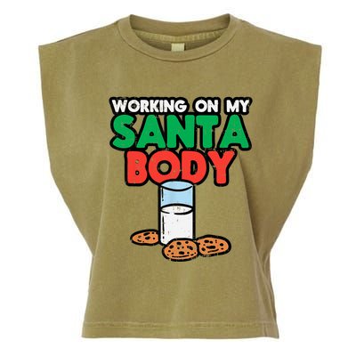 Working On My Santa Body Funny Christmas Cookies Garment-Dyed Women's Muscle Tee