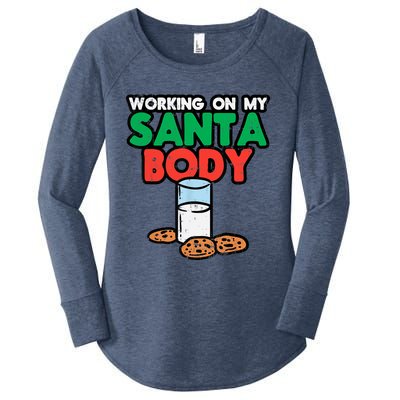 Working On My Santa Body Funny Christmas Cookies Women's Perfect Tri Tunic Long Sleeve Shirt