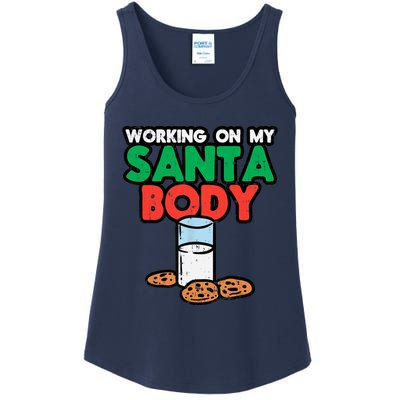 Working On My Santa Body Funny Christmas Cookies Ladies Essential Tank