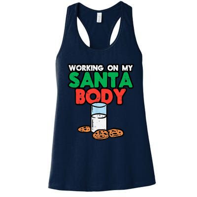 Working On My Santa Body Funny Christmas Cookies Women's Racerback Tank