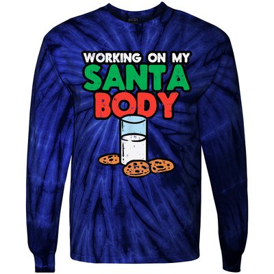 Working On My Santa Body Funny Christmas Cookies Tie-Dye Long Sleeve Shirt