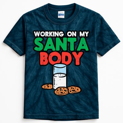 Working On My Santa Body Funny Christmas Cookies Kids Tie-Dye T-Shirt