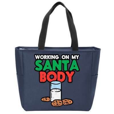 Working On My Santa Body Funny Christmas Cookies Zip Tote Bag