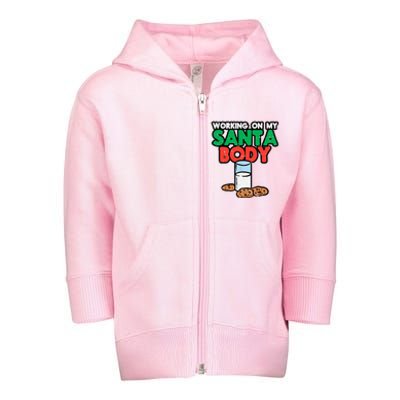 Working On My Santa Body Funny Christmas Cookies Toddler Zip Fleece Hoodie