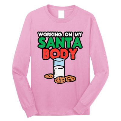 Working On My Santa Body Funny Christmas Cookies Long Sleeve Shirt