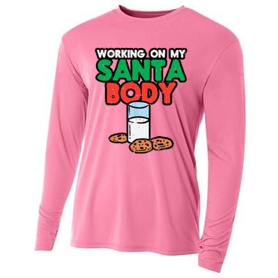 Working On My Santa Body Funny Christmas Cookies Cooling Performance Long Sleeve Crew