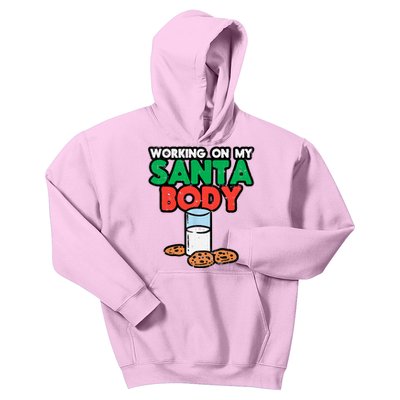 Working On My Santa Body Funny Christmas Cookies Kids Hoodie