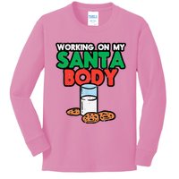 Working On My Santa Body Funny Christmas Cookies Kids Long Sleeve Shirt