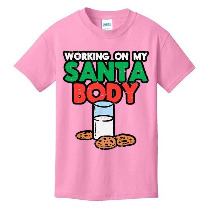 Working On My Santa Body Funny Christmas Cookies Kids T-Shirt