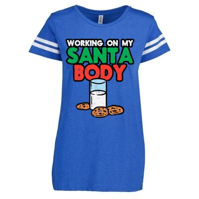 Working On My Santa Body Funny Christmas Cookies Enza Ladies Jersey Football T-Shirt