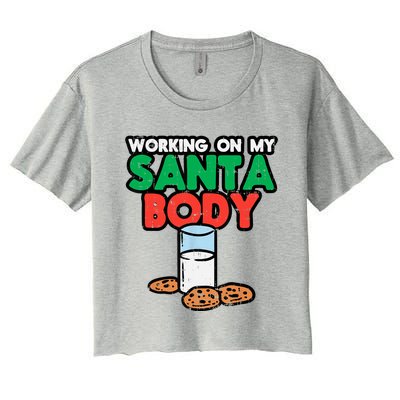 Working On My Santa Body Funny Christmas Cookies Women's Crop Top Tee