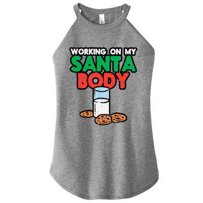 Working On My Santa Body Funny Christmas Cookies Women's Perfect Tri Rocker Tank