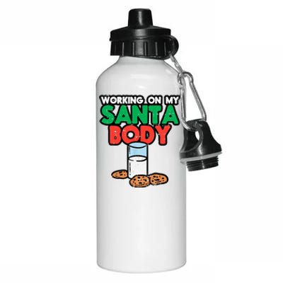 Working On My Santa Body Funny Christmas Cookies Aluminum Water Bottle