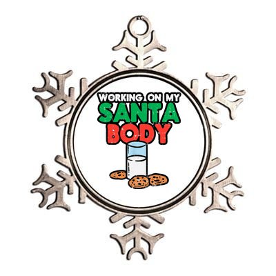 Working On My Santa Body Funny Christmas Cookies Metallic Star Ornament