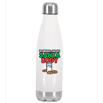 Working On My Santa Body Funny Christmas Cookies Stainless Steel Insulated Water Bottle