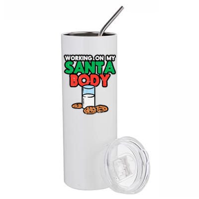 Working On My Santa Body Funny Christmas Cookies Stainless Steel Tumbler