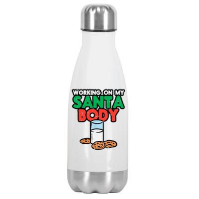 Working On My Santa Body Funny Christmas Cookies Stainless Steel Insulated Water Bottle