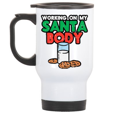 Working On My Santa Body Funny Christmas Cookies Stainless Steel Travel Mug