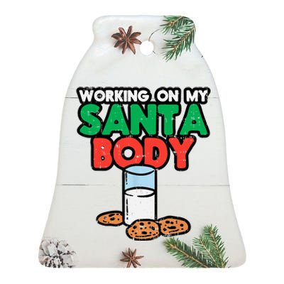 Working On My Santa Body Funny Christmas Cookies Ceramic Bell Ornament