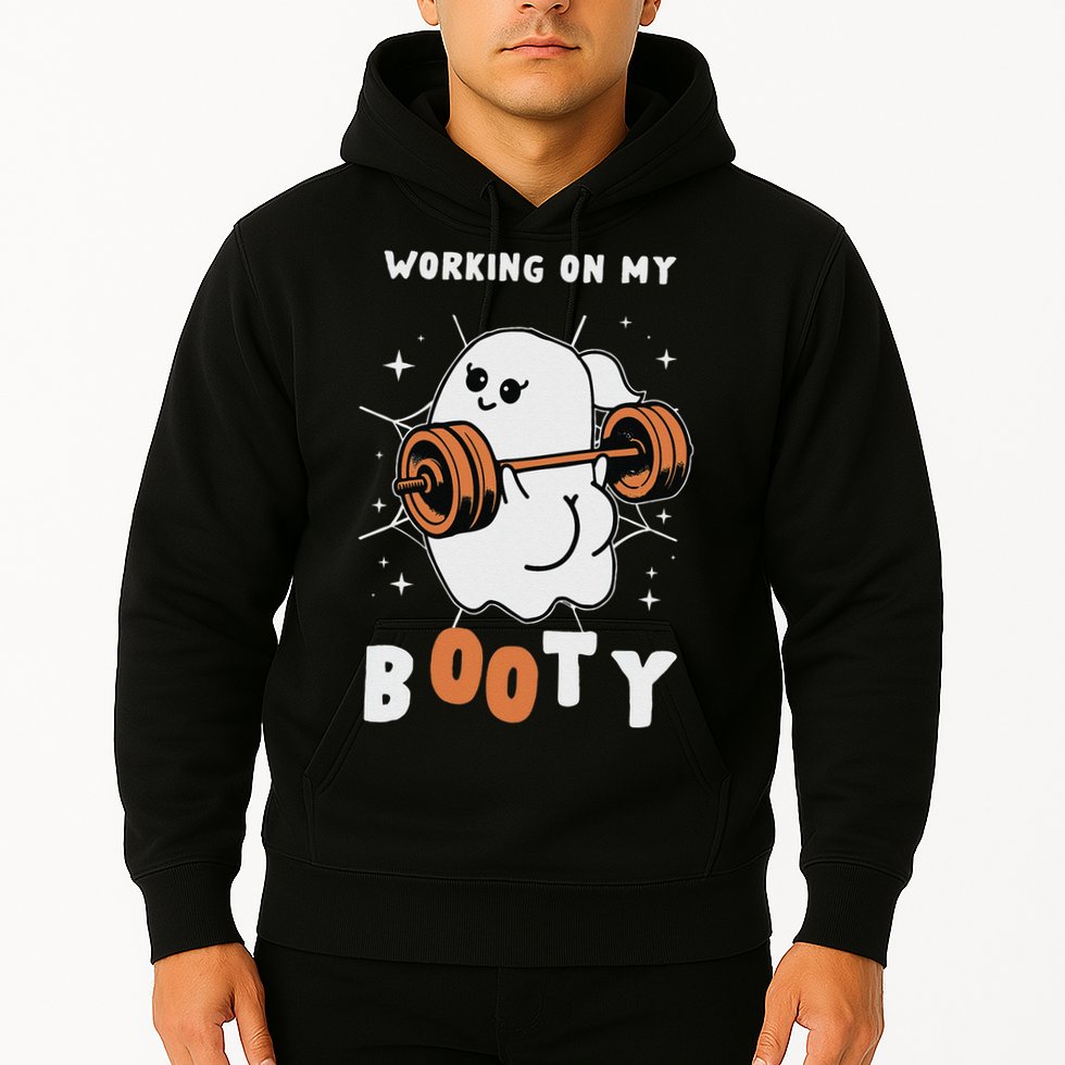 Working On My Booty Halloween Gym Cute Boo Ghost Fitness Hoodie