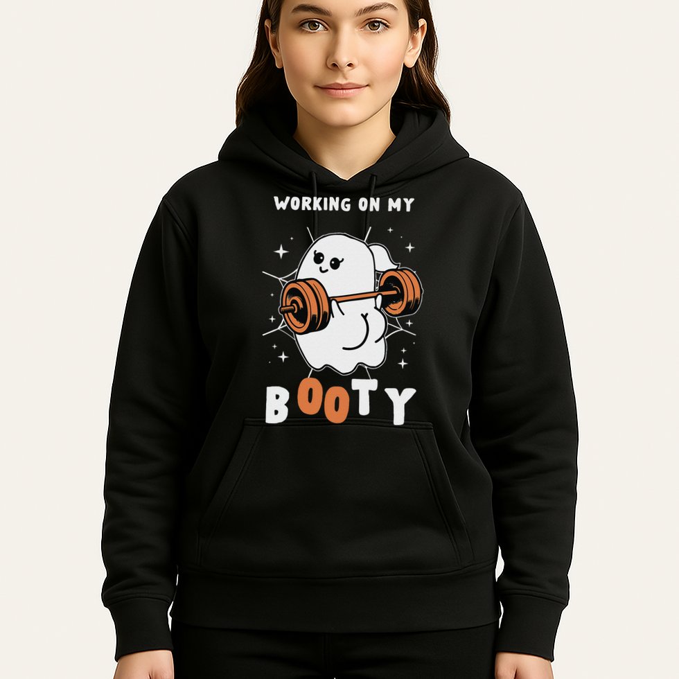 Working On My Booty Halloween Gym Cute Boo Ghost Fitness Hoodie