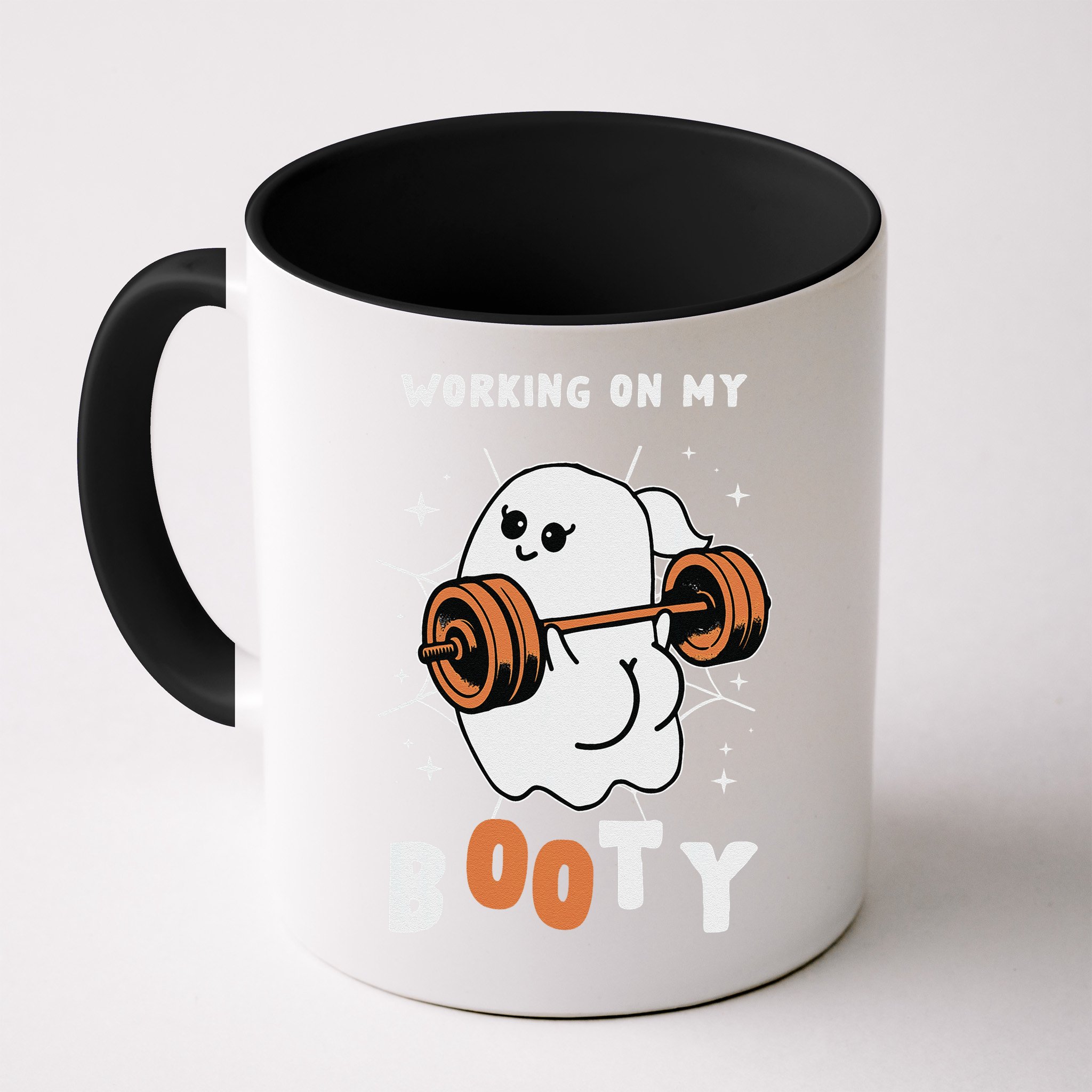 Working On My Booty Halloween Gym Cute Boo Ghost Fitness Mug