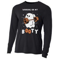 Working On My Booty Halloween Gym Cute Boo Ghost Fitness Cooling Performance Long Sleeve Crew