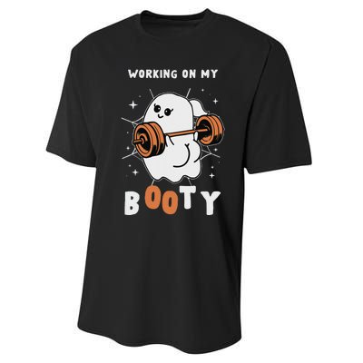 Working On My Booty Halloween Gym Cute Boo Ghost Fitness Performance Sprint T-Shirt