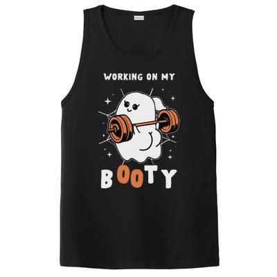 Working On My Booty Halloween Gym Cute Boo Ghost Fitness PosiCharge Competitor Tank