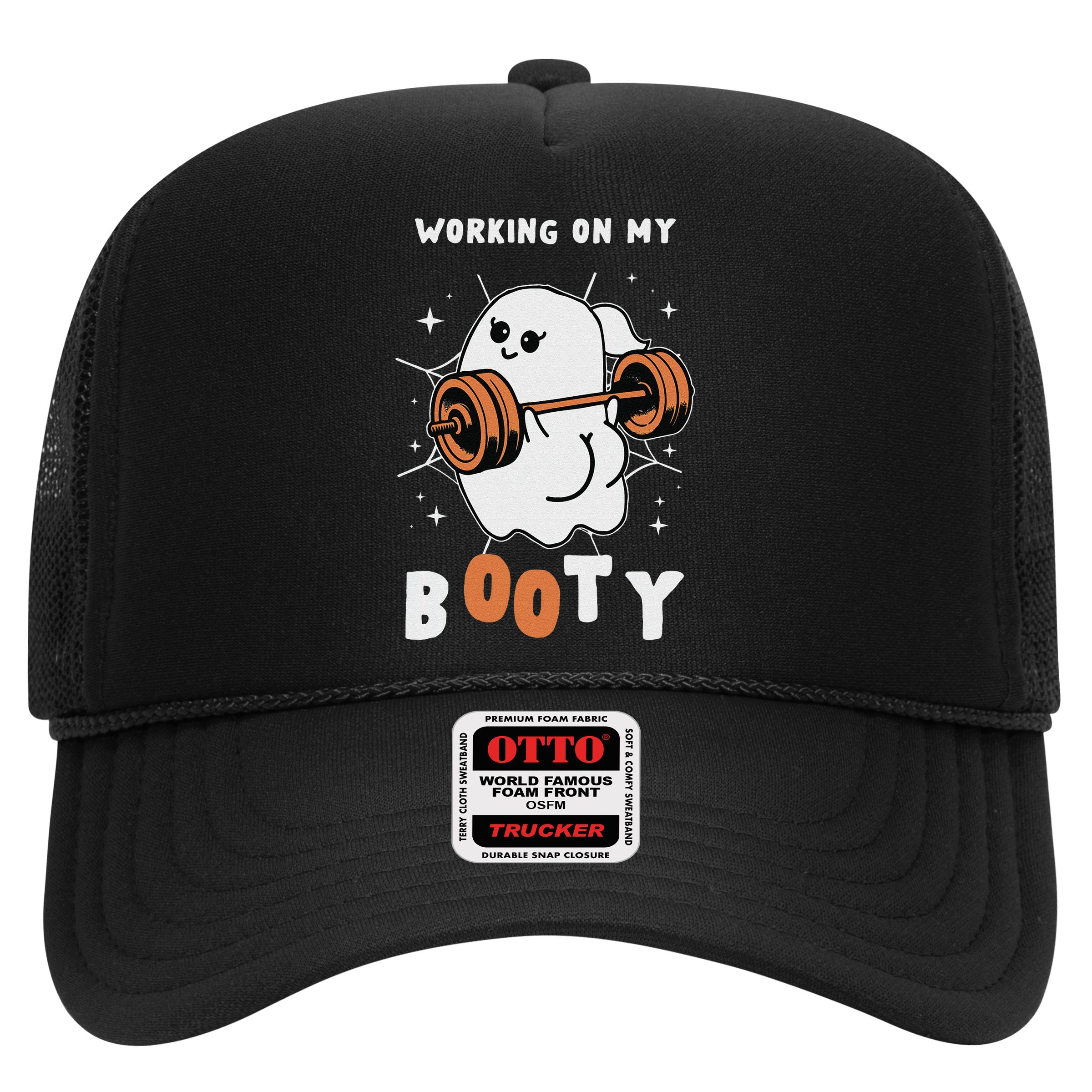 Working On My Booty Halloween Gym Cute Boo Ghost Fitness Hat