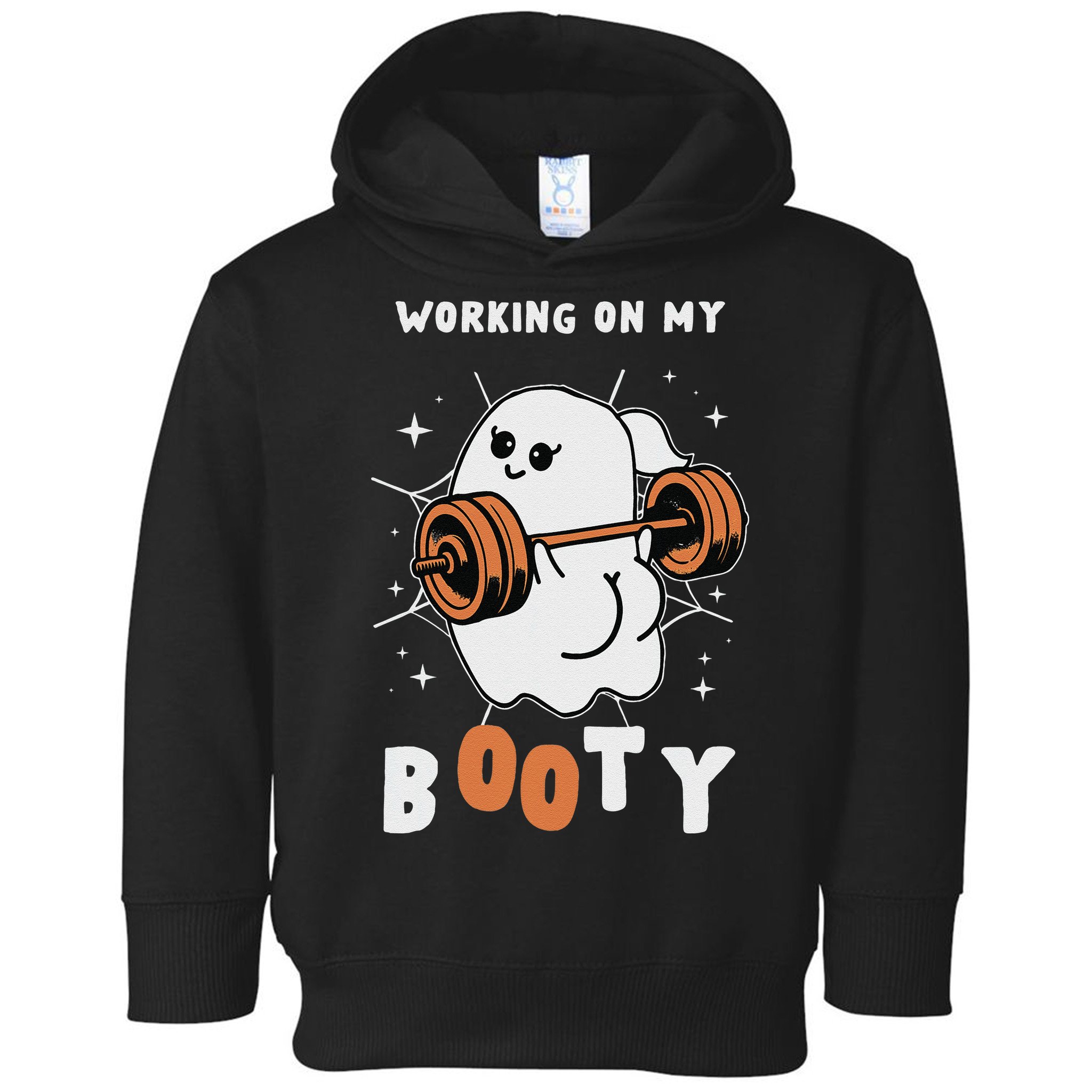Working On My Booty Halloween Gym Cute Boo Ghost Fitness Toddler Hoodie