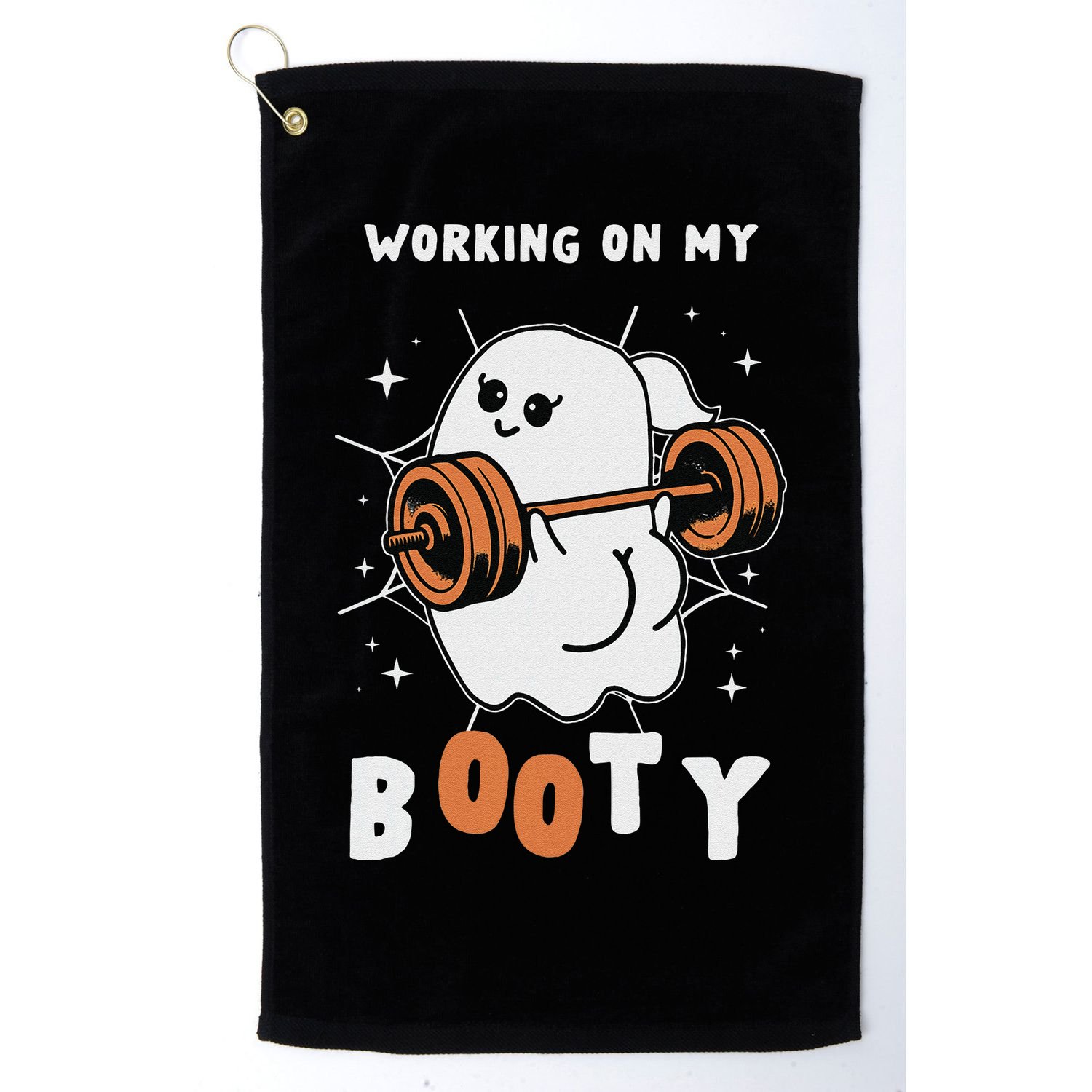 Working On My Booty Halloween Gym Cute Boo Ghost Fitness Golf Towel