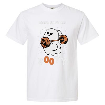 Working On My Booty Halloween Gym Cute Boo Ghost Fitness Garment-Dyed Heavyweight T-Shirt