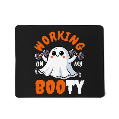 Working On My Booty Booty Funny Halloween Gym Ghost Pun Mousepad