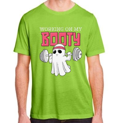 Working On My Booty Booty Funny Halloween Gym Ghost Pun Adult ChromaSoft Performance T-Shirt