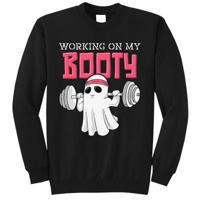 Working On My Booty Booty Funny Halloween Gym Ghost Pun Sweatshirt